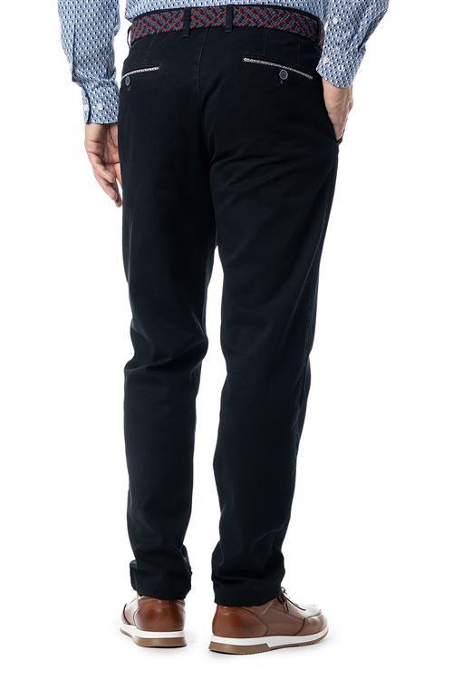 Baldock Navy Pick And Pick  Stretch Cotton Chino Trouser