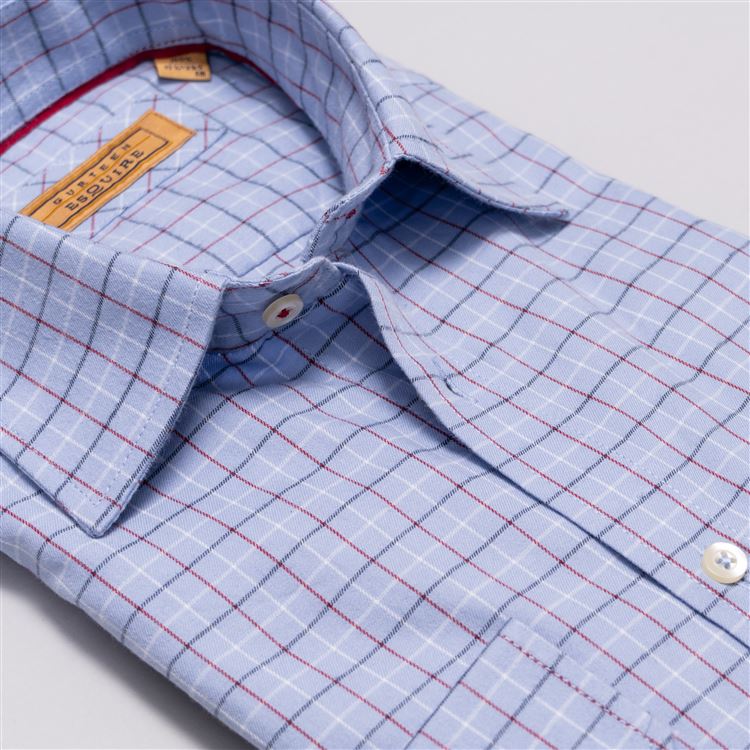 Cumbria Light Blue Brushed Cotton Check Shirt