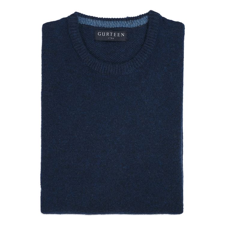 Kelso Navy Pure Wool Crew Neck Jumper