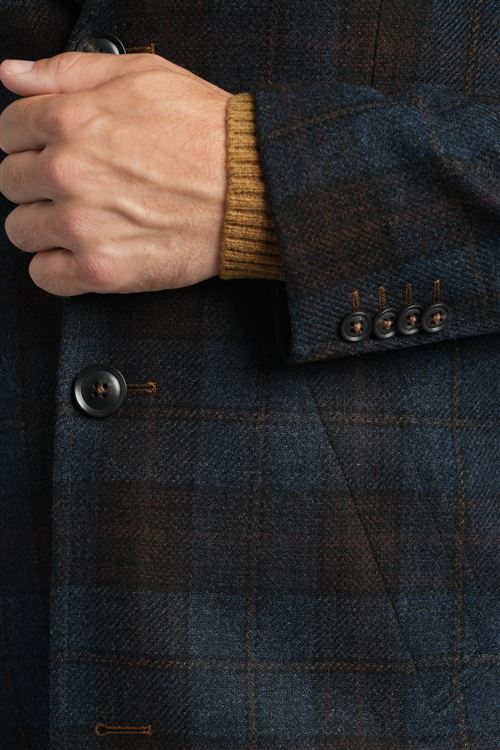 Gartmore Dark Blue Overcheck Short Overcoat