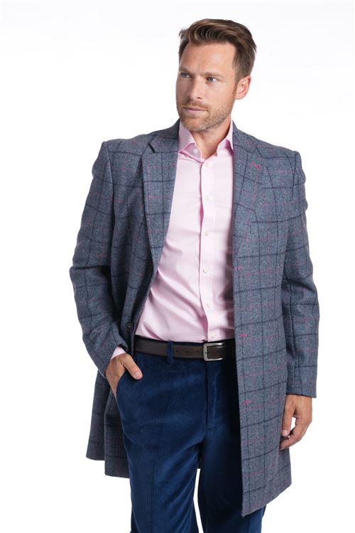 Johnston Pink Overcheck Short Overcoat