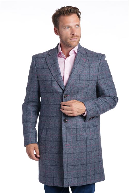 Johnston Pink Overcheck Short Overcoat