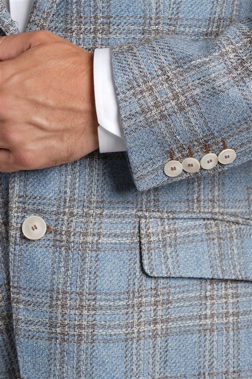 Napoli Spring Light Blue Check Jacket