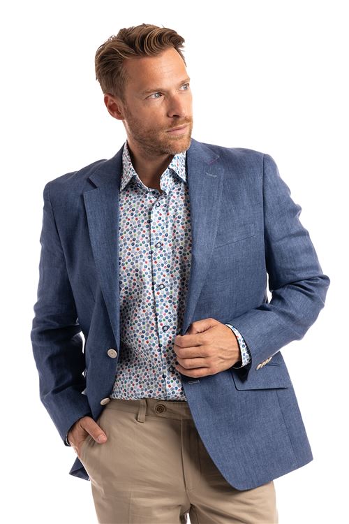 Como Blue Melange Linen Jacket