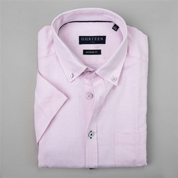 Newport Pink Linen Cotton Plain Shirt