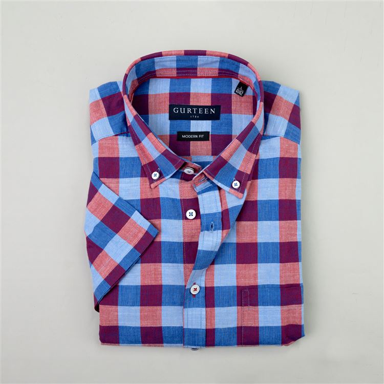 Newport Wine Check Cotton Shirt